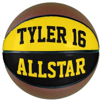 Picture custom name number black yellow basketball
