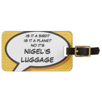 Picture Comic bird plane luggage tag