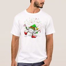 Picture dancing christmas soccer elf white tshirt