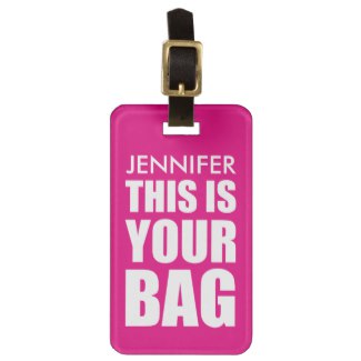 Picture pink name luggage tag