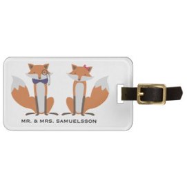 Picture Two foxes personalized luggage tag