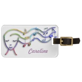 Picture musical hair custom name luggage tag
