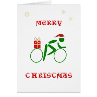 Picture christmas greeting card cyclist pictogram