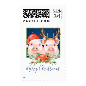 christmas pigs postage stamp