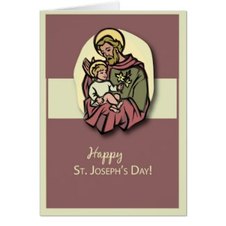 Greeting card St Joseph's Day saint with baby