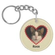 Pet photo and custom text double-sided gold-colored keychainPicture