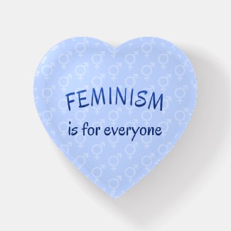 Feminism themed blue heart paperweight