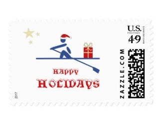 Happy holidays rowing stamps