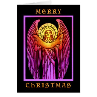 Stained glass angel christmas greeting card